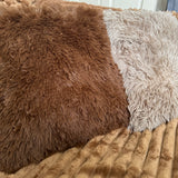 Faux Fur Fluffy 45x45cm Cushion - Tobacco Brown
