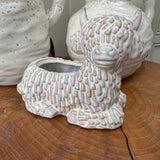 Neutral Highland Cow Sitting Planter 14.7cm