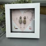 Mini Glitter Framed Pebble Art - 'There are friends, there is family..'