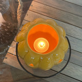 Rich orange Smiling Pumpkin shaped Lantern 11cm