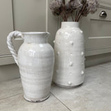 Cream / Off White Distressed Ceramic Jug with Twist Handle H31cm