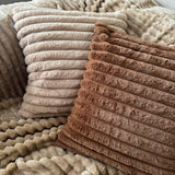 Faux Fur Hazel 50x50cm Ribbed Cushion - Semolina
