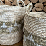 Ecru Handwoven Maise Baskets 
Available in 2 sizes - Small H32cm & Large H35cm
