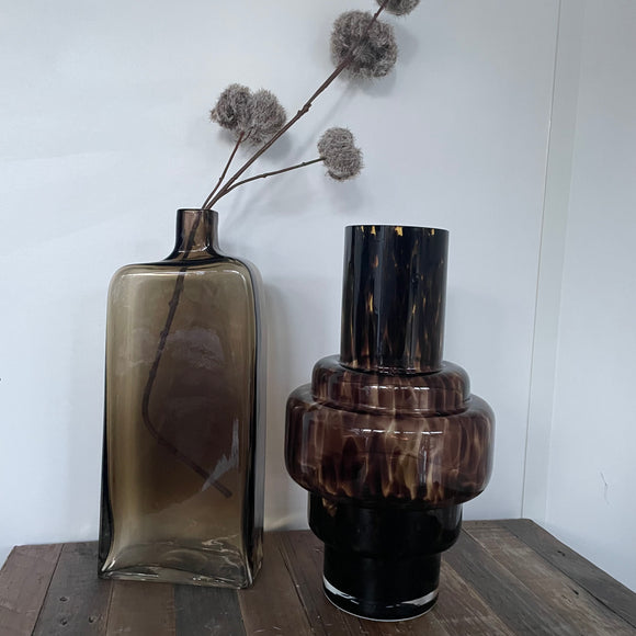 Large Brown Glass Flask Vase H36cm