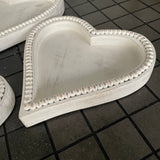 Whitewashed Heart Beaded Trays - Medium & Large
