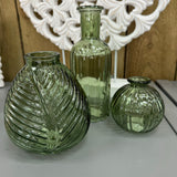 Small Glass Bottle Vases Vintage Green - 4 styles