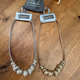 Eliza Gracious quality affordable design led branded costume jewellery
Short twin suede Necklace with beaten effect spiral metal beads 
Available in Burnished Matt Silver & Pale Gold EN1027