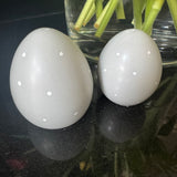 Decorative ceramic soft grey Eggs with white dots 
Available in 2 sizes - Small 5cm & Large 7.5cm
