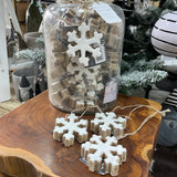 Small White Wooden Hanging Snowflakes
