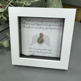 Mini Framed Pebble Art - 'Feather from an angel...'.