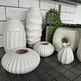 White Wavy Ceramic Vase H31cm