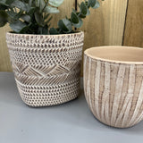Cement Neutral tone Basket Plant Pot