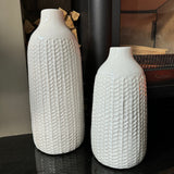 White Patterned Tall Vases - 2 sizes