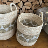 Ecru Handwoven Maise Baskets 
Available in 2 sizes - Small H32cm & Large H35cm