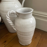 Cream / Off White Distressed Ceramic Jug with Twist Handle H31cm