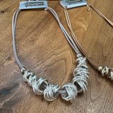 Eliza Gracious - Spiral metal beads on short twin suede Necklace | Pale Gold