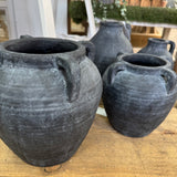 Black rustic handcrafted terracotta Medora Vases
Available in 2 sizes: Small 21.5cm & Large 26.5cm
