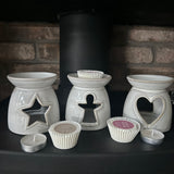 Ceramic Wax Burner with cut out Heart