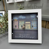 Pebble Art by La De Da Living 
Award winning keepsake gifts - Handmade in the Cotswolds 
Framed Pebble Art - Midi White block square frame 17.5cm
'Always remember to leave a little sparkle wherever you go'