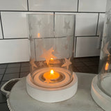 Frosted star Glass Hurricane Candle Holder - 2 sizes