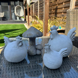 Garden Decoration - Concrete Female Rooster with fan tail - 3 sizes