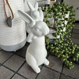 White Ceramic Family Rabbits H16.5cm - Dad Rabbit carrying baby rabbit on his back