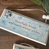 Snowflake kisses and warm winter wishes hanging sign 20cm