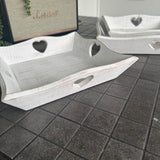 Whitewashed Heart Square Wooden Trays - 3 Sizes