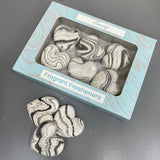 CorinCraft - fine fragrance for you, and your home - handmade in Sussex
Marbled grey & white Fresheners collection
Fragrance - Aphrodite; masculine woody-citrus
Heart-Shaped Fragrant Fresheners - Set of 6