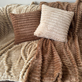 Faux Fur Hazel 50x50cm Ribbed Cushion - Semolina