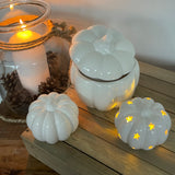 White Ceramic Glazed Pumpkin Storage Jar 12.6cm