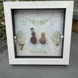 Midi Framed Pebble Art - 'Here's to love...Happy Engagement'