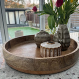 Round Wooden Styling Tray Dia40cm and depth 7cm