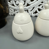 Matte White Small Egg Jars - Hen or Rooster