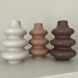 Neutral Ribbed Abstract Vases Brown - 2 sizes
