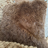 Faux Fur Fluffy 45x45cm Cushion - Tobacco Brown