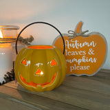 Rich orange Smiling Pumpkin shaped Lantern 11cm