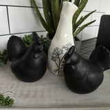Matte Black Chickens 9cm - Cockerel & Hen
