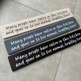 Long Wooden Hanging Sign - 'Many people have eaten in this kitchen..'