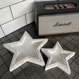 Distressed Whitewashed Mango Wood Star Trays with beaded detail Set of 2