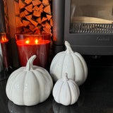 Off White Glazed  Ceramic Pumpkins -
Available in 3 sizes - Small 8cm, Low H13.5cm & Tall 17cm 