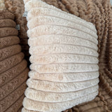 Faux Fur Hazel 50x50cm Ribbed Cushion - Semolina
