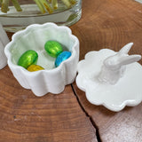 White Ceramic Rabbit Trinket Box - 2 sizes