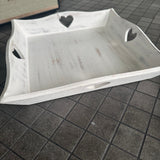Whitewashed Heart Square Wooden Trays - 3 Sizes