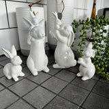 White Ceramic Family Rabbit - on shoulders