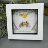 Mini Framed Pebble Art - White block square frame 12.5cm
'Golden Wedding Anniversary' PPMW72