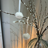 Christmas Chalk - Small 7cm Pom Pom Tree / Gift Decoration 
Colour - Cream/Labrador & Ivory