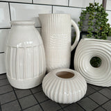 White Patterned Ceramic Jug H26.5cm