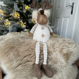 Sitting fabric Moose with Dangly legs in Cream & Beige tones H25cm