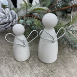 Small Ceramic Standing Angel with wire wings - 2 sizes